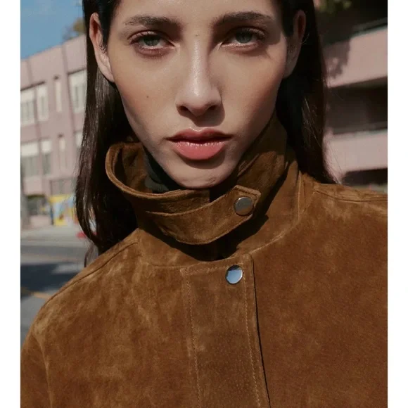 ZARA 100% LEATHER BOMBER JACKET - Picture 5 of 14